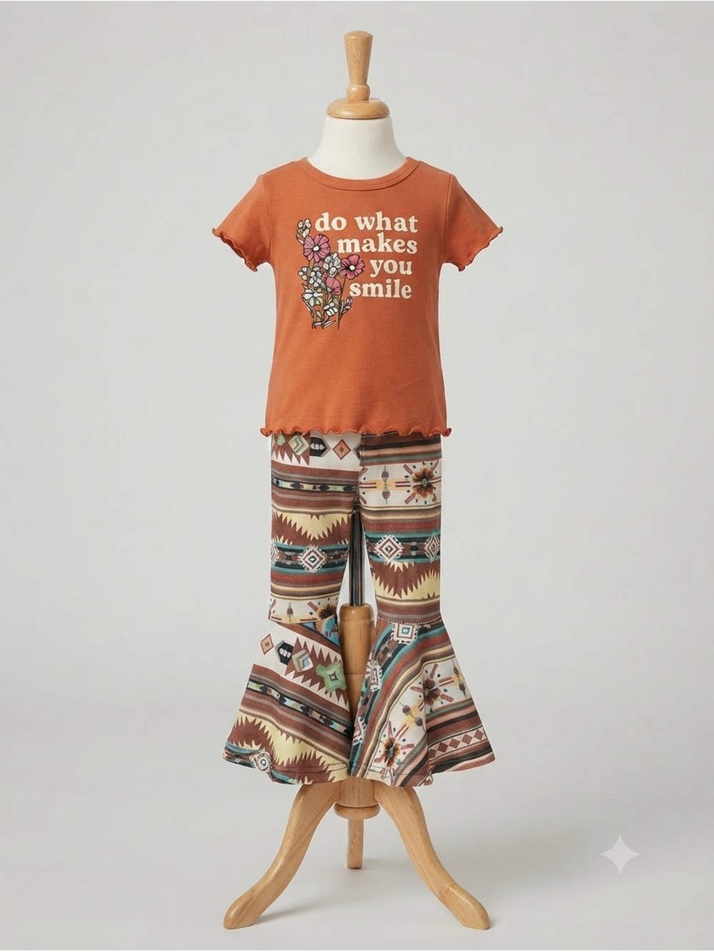 Garanimals Rust Floral Graphic Tee with Aztec Bell Pants